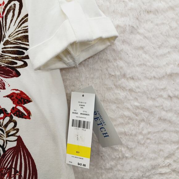 T-Shirt Size M Cream Red Olive Floral Bead Bloomcore Maximalist Vacation Casual - Picture 5 of 16